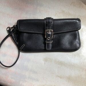 Black Coach Leather Wristlet Great Condition- Vintage